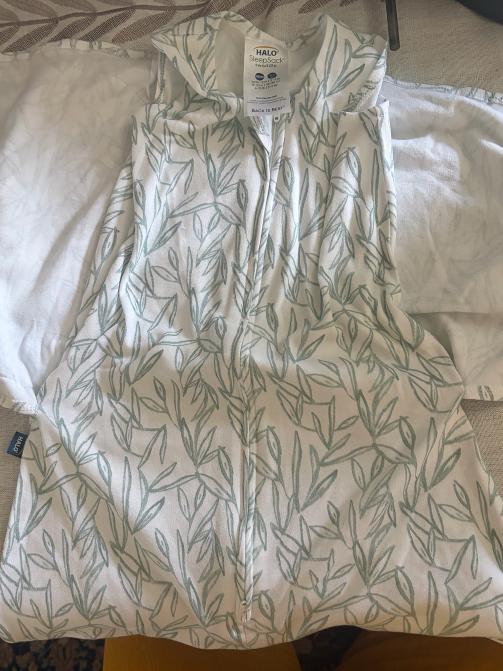 Halo Sleepsack Swaddle with Sage Leaf Print